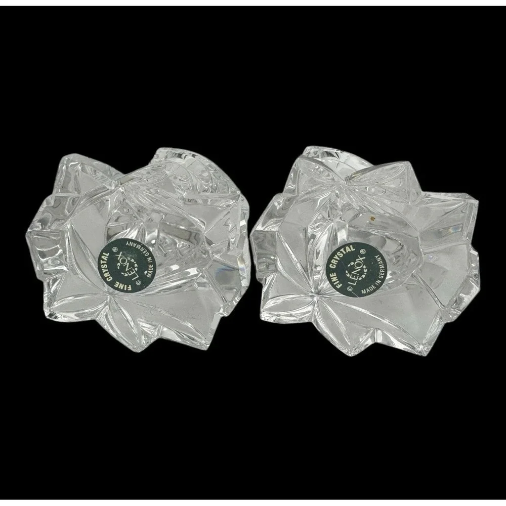 Lenox Fine Crystal Candlestick‎ Holders Leaded Falling Star Set of 2 Germany 8